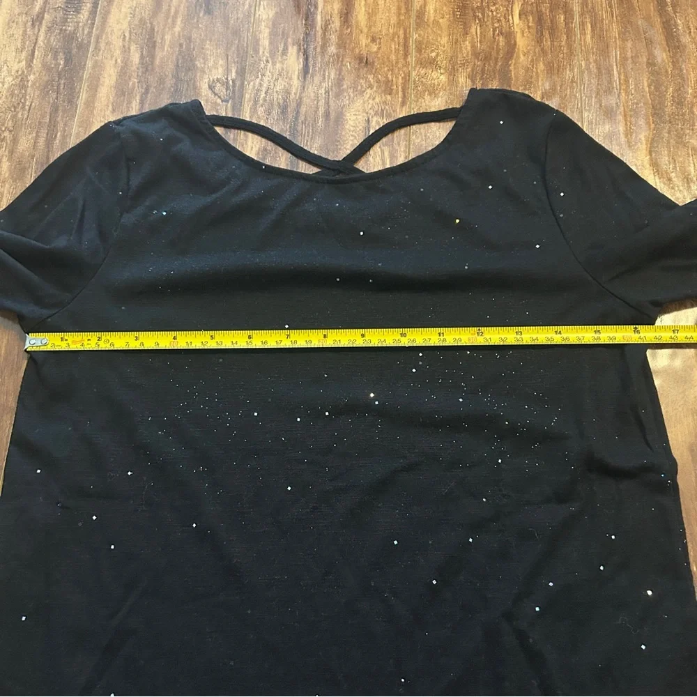 3black tops Olivia Rae vneck tshirt H&M sparklyglitter longsleeve Bluenotes tank - Picture 8 of 15